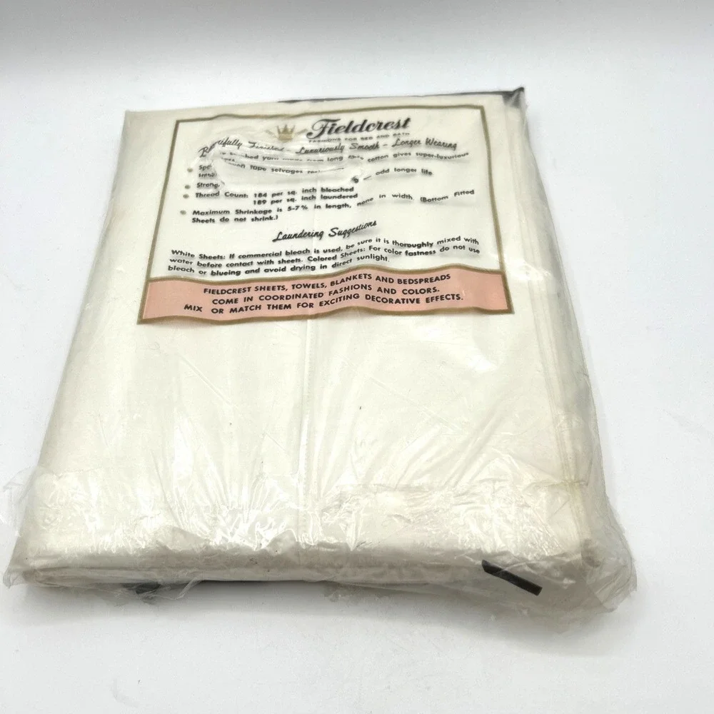 Fieldcrest Duracale Flat Sheet Full Size White Vintage‎ Fine Combed Percale New